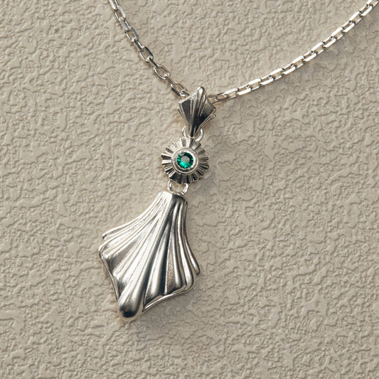 Single Shell Inlay Necklace - Silver