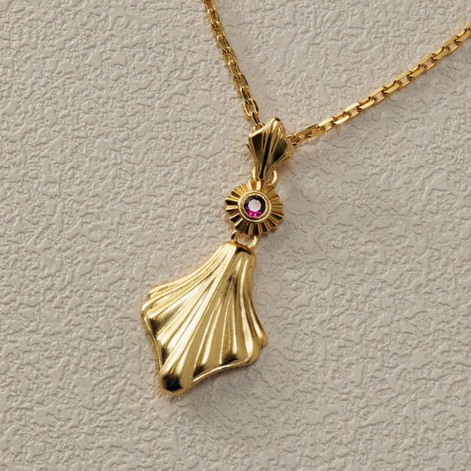 Single Shell Inlay Necklace - Gold Plated Brass