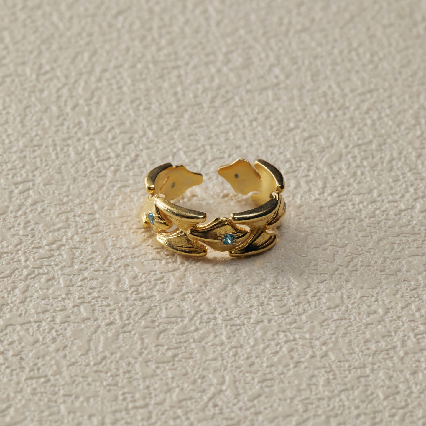 Stone Inlay Ring - Gold Plated Brass