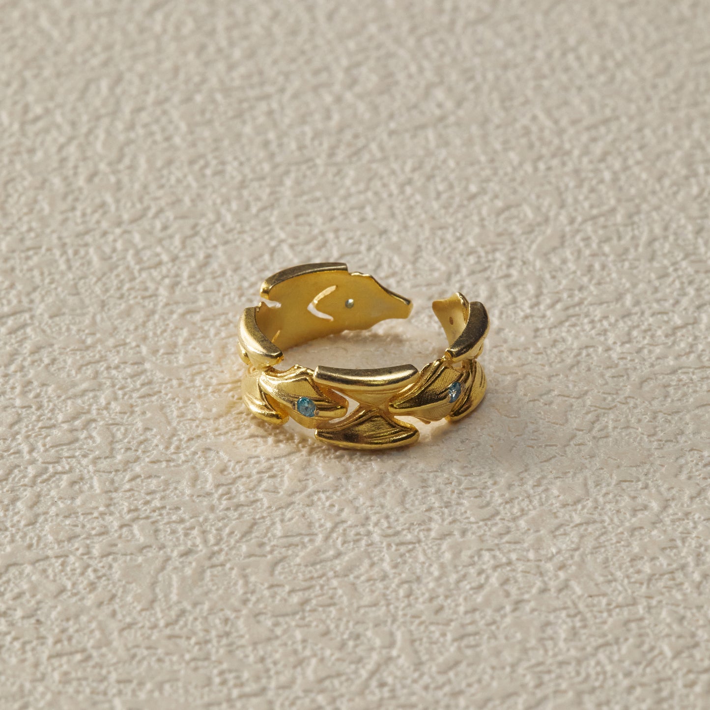 Stone Inlay Ring - Gold Plated Brass