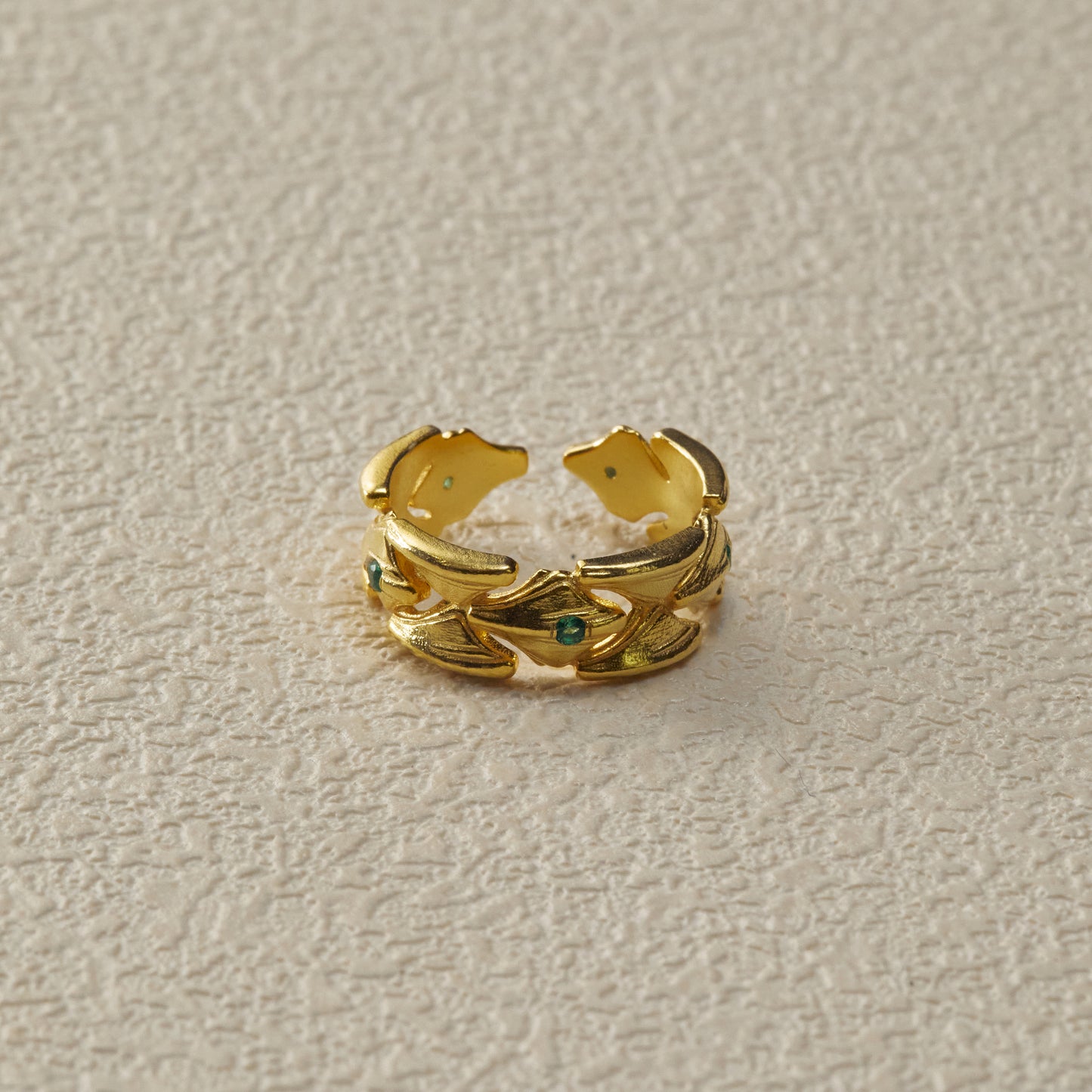 Stone Inlay Ring - Gold Plated Brass