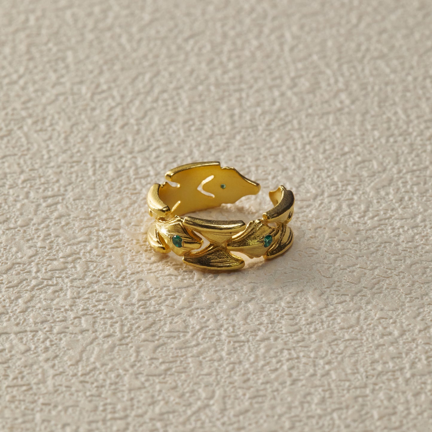 Stone Inlay Ring - Gold Plated Brass