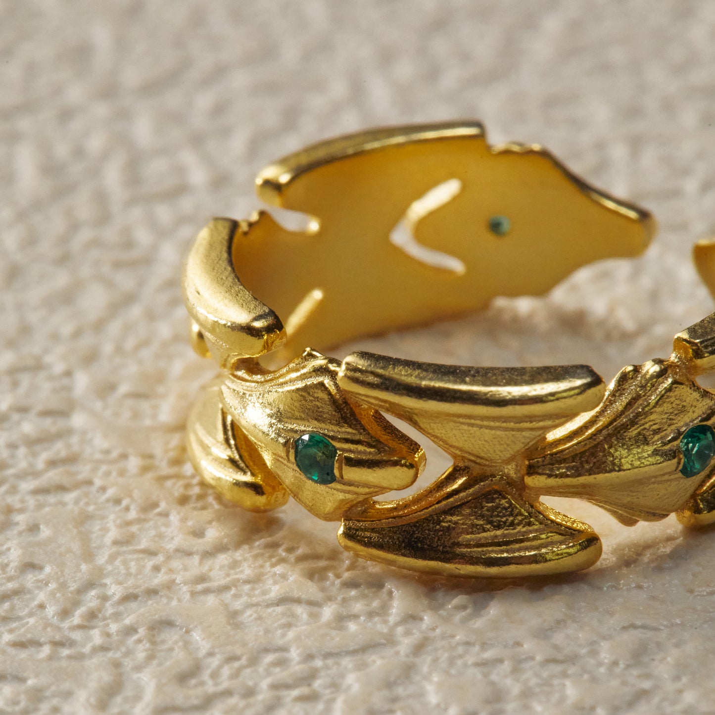 Stone Inlay Ring - Gold Plated Brass